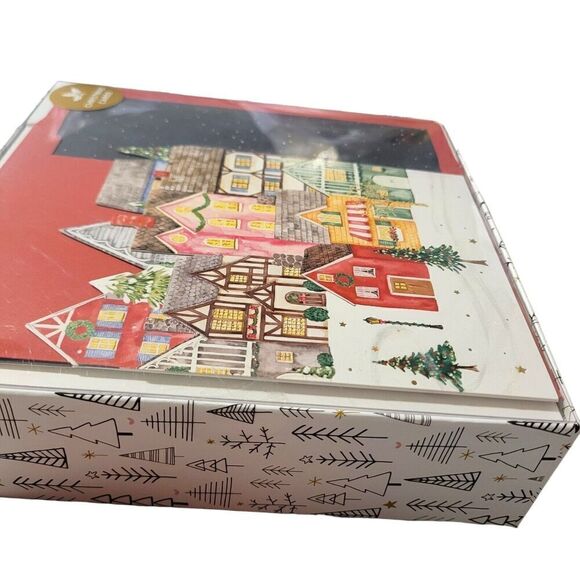 Nicole Miller Christmas Embellished Greeting Card Modern Village Night Sky 12 Ct - Picture 4 of 5